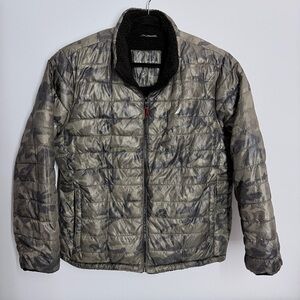 Men’s Size XL Nautica Camo Puffer Sherpa Lined Jacket Green